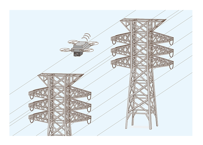 Position control drones when inspecting transmission power grid
