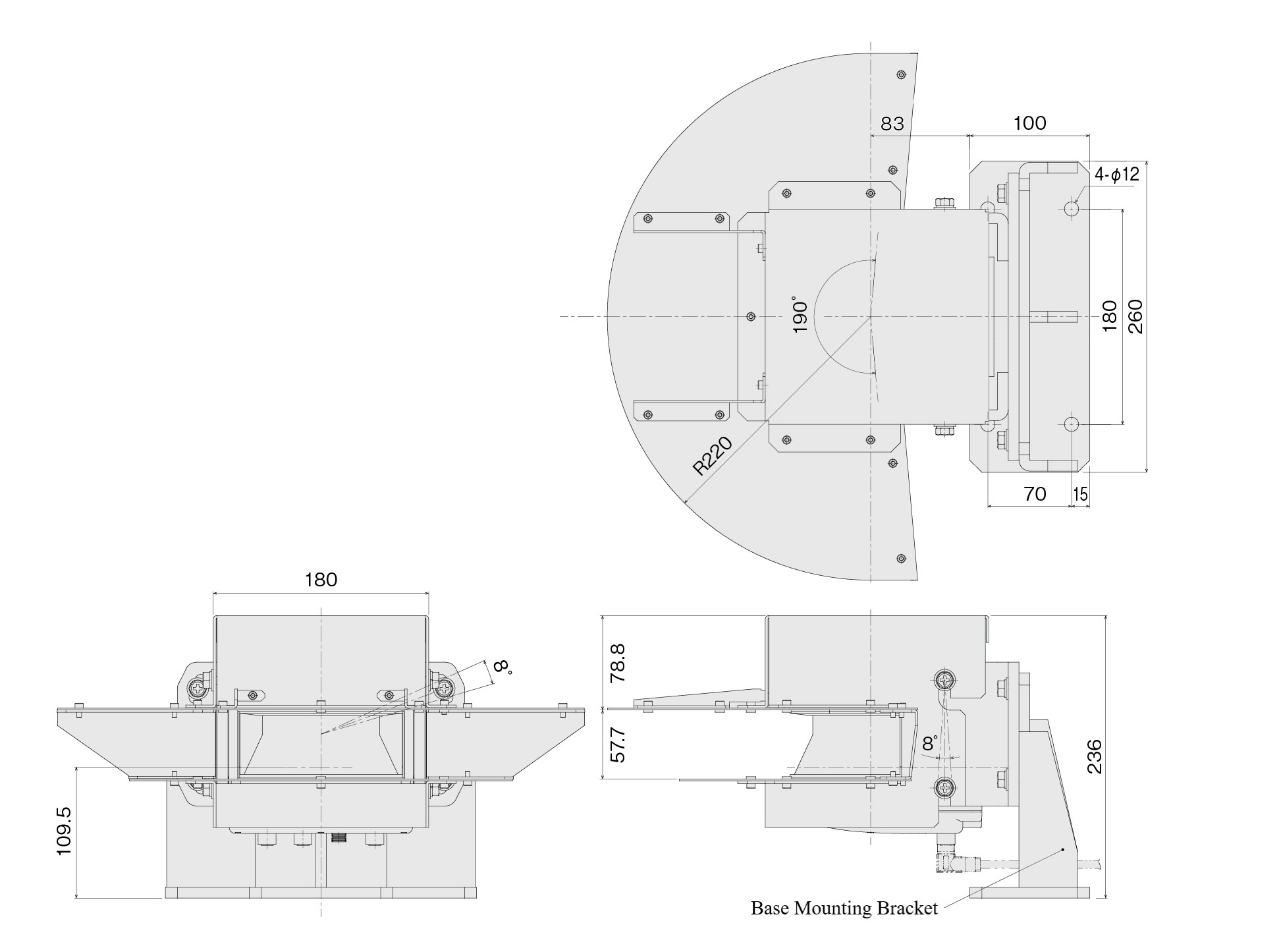 Cover with base mounting bracket